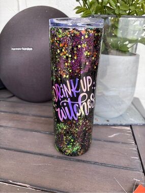Glitter 'Drink Up Witches' Tall Tumbler -Hocus Pocus Glitter